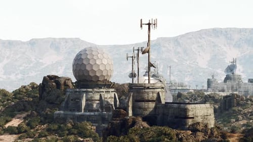 Military Base Situated in Mountainous Terrain with Communication Installations
