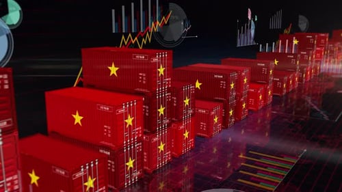 Vietnam export cargo containers with charts and diagrams