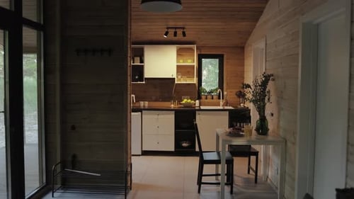 Cozy Cabin Kitchen and Dining Area Interior