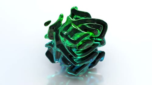 Abstract Glossy Fluid Cube Morphing Seamless Loop