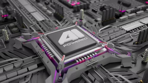 Futuristic Ai Microchip With Motherboard Close Up 2