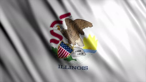 Illinois State Flag Realistic Waving Loop Animation