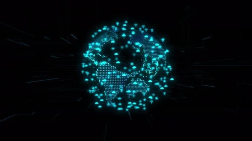 Animated Digital Global Network with Connectivity Icons