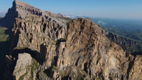 Aerial Rocky Lykoran Ridge in the Caucasus with Its Stunning Vertical Walls