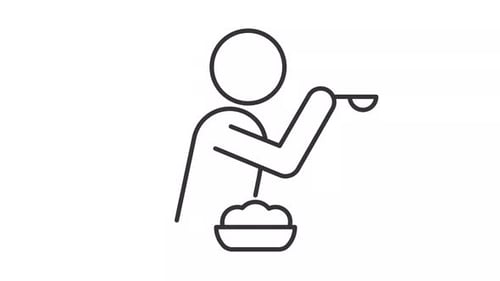 Minimalist Animated Person Eating Icon