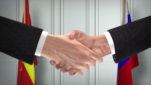 International Business Handshake Agreement 3D Animation
