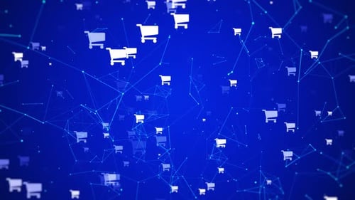 Digital E-commerce Shopping Carts Network Loop Background