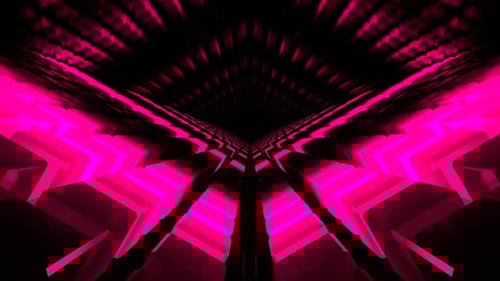 Pink Cubic Tunnel With Neon Movement Background Vj Loop In 4K