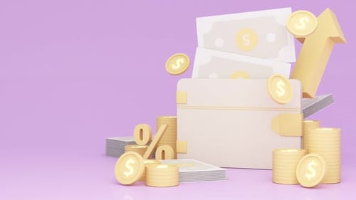 3D Animation of Financial Growth with Wallet and Money