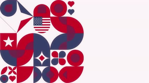 Colorful Geometric Pattern Inspired By The Usa Flag Loop Background