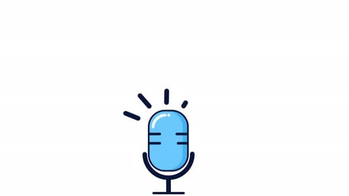 Flat Design Animated Microphone Icon for Broadcasting