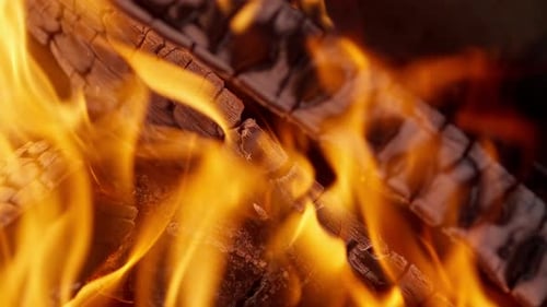 Burning Wood Fire Creates a Warm Glow