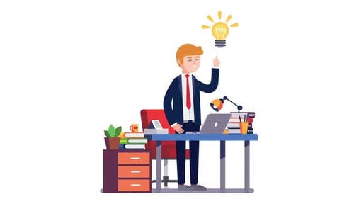 Businessman Having A New Bright Solution Idea Animation
