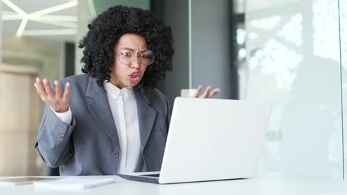 Frustrated Woman Engaging in Intense Video Call