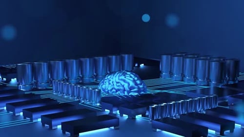 Artificial Intelligence Brain on Digital Circuit Board Animation