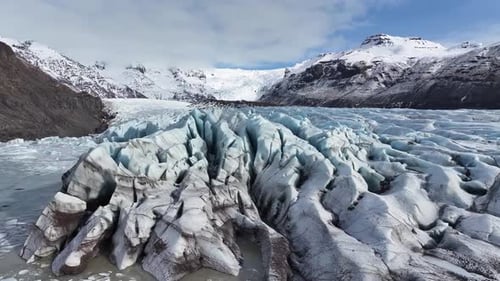 Aerial view of svinafellsjokull glacier and mountains, Iceland.