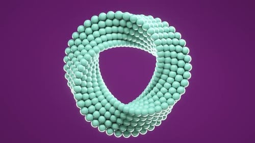 3D Loop Animation of Spinning Balls Molded Into Uneven Circle