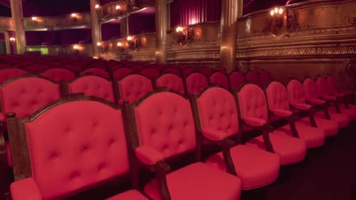Luxurious Red Theater Seats Establishing Shot
