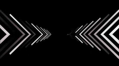 Abstract White Gradient Arrow Lines Loop Animation on Dark Background