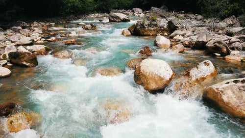 Mountain River Landscape of Nature Pure Clear Water Moves Among
