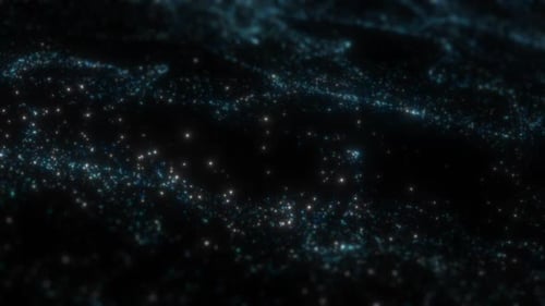 Fluid Motion of Abstract Glowing Blue Particles Background