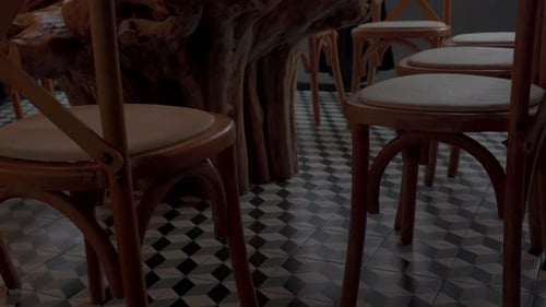 vintage restaurant crane shoot wood trunk table and glasses evening