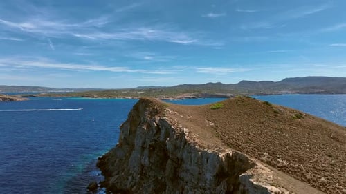 Small Island off the West Coast of Ibiza in the Summer Aerial View