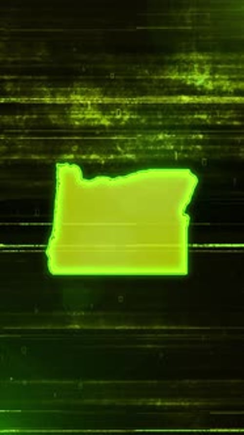 Oregon State Digital Futuristic Glitch Map Hd