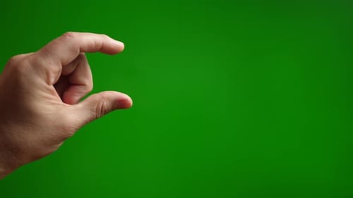 33a. Fingers show what size on a green background.