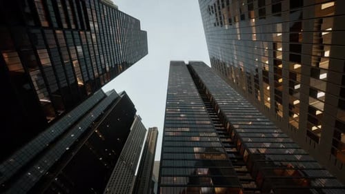 Bottom View of Modern Skyscraper in Business District