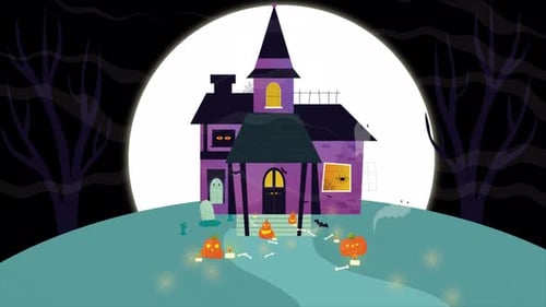 Flying Spirits And Pumpkins Across The Castle On Alpha Channel 4K