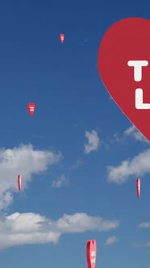 Floating Red Hearts with True Love Text Animation