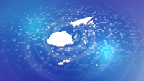 Fiji Islands Map Reveal Animation on Digital Grid Background