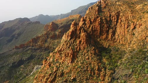 Cinematic Aerial View of the Rocky Mountain Ranges in Tenerife Island Canaries Spain
