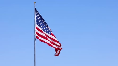 American Flag Waving in the Wind