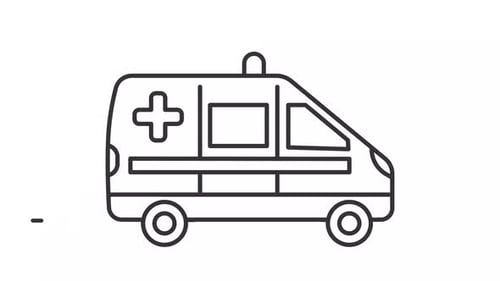 Animated Line Icon of an Emergency Ambulance Driving