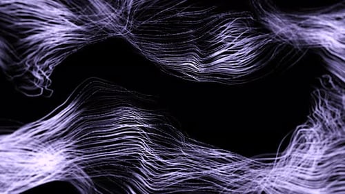 Purple particles moving curve wave background
