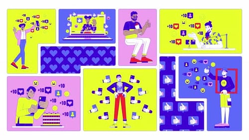 Social media popularity and influencers culture animated bento grid layout