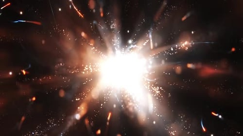 Radiant Light Burst with Sparkling Particles and Energy Trails