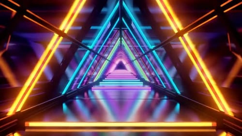 Futuristischer abstrakter Neon-Dreieckstunnel VJ Loop