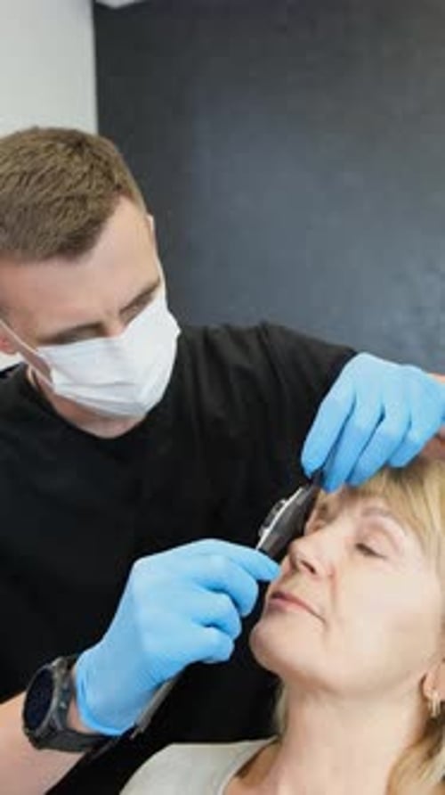 Perforation on the Face for Plastic Surgery in an Elderly Woman Vertical Video