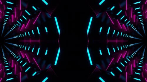Cyan And Pink Synthetic Neon Light Pattern Symmetry Background Vj Loop In 4K