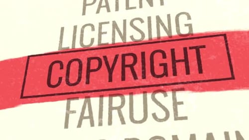 Copyright Legal Terms Text Reveal with Grunge Red Stroke