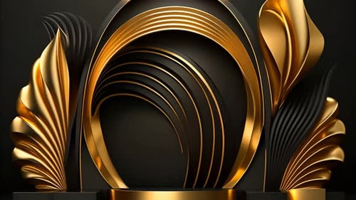 Elegant Gold and Black Stage Background with Podium