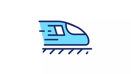 Animated Blue High Speed Train Icon