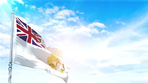 Waving British Ensign Flag in Sunny Blue Sky Animation