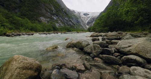 Glacier Kjenndalsbreen Beautiful Nature Norway natural landscape.