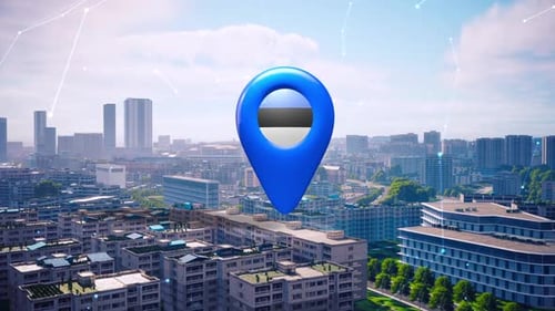 Estonia Flag Pin Location On Top Of The City Environment