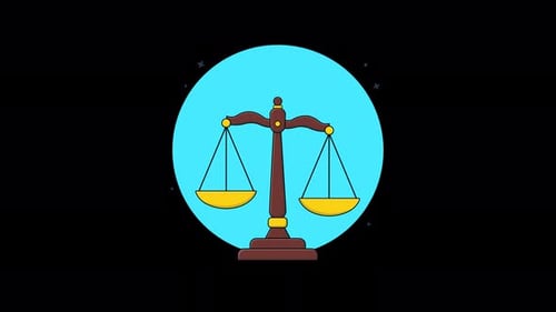 Animated Justice Scales in Flat Design Style
