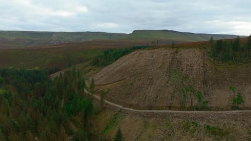 Deforestation Covering Mountain Landscape Leaving Barren Land Forest Clearing Destroying Woodland